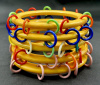 BB349 vintage custard tambourine bakelite bangles with differing ring colors